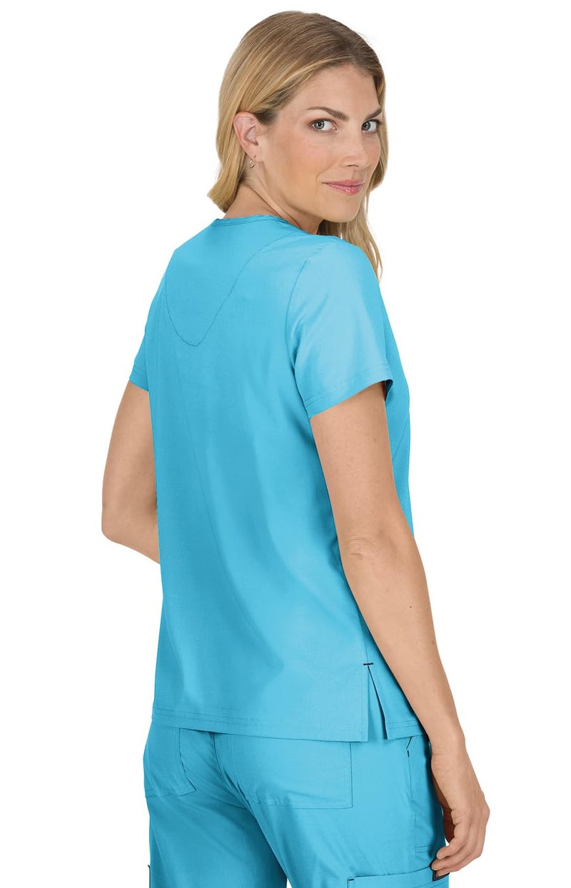 KOI Basics Becca Women's 4-Pocket Stretch Scrub Top Electric Blue Small - Image 2
